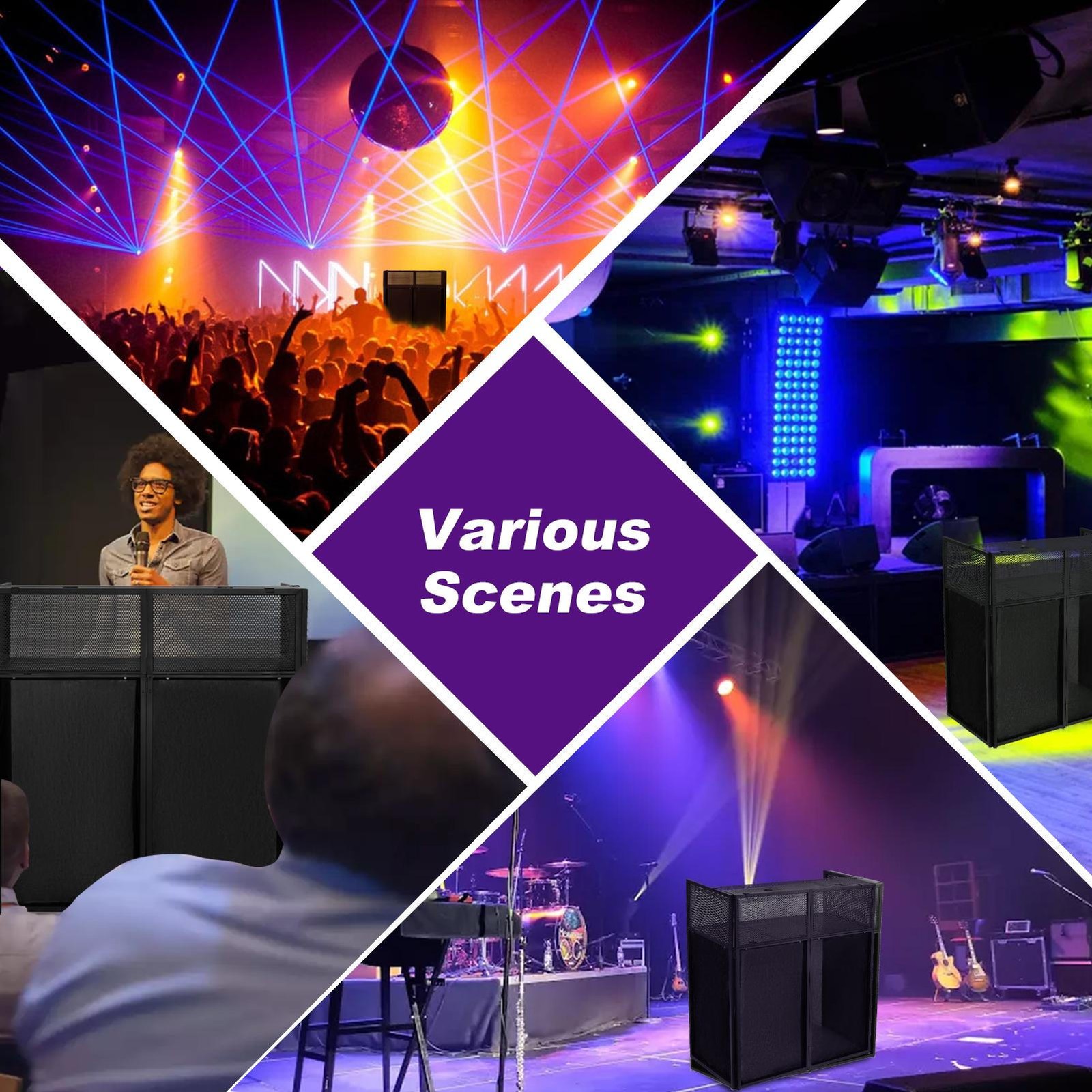Portable DJ Facade Booth 41"Lx45"Hx20"W DJ Table Stand Booth DJ Table Station