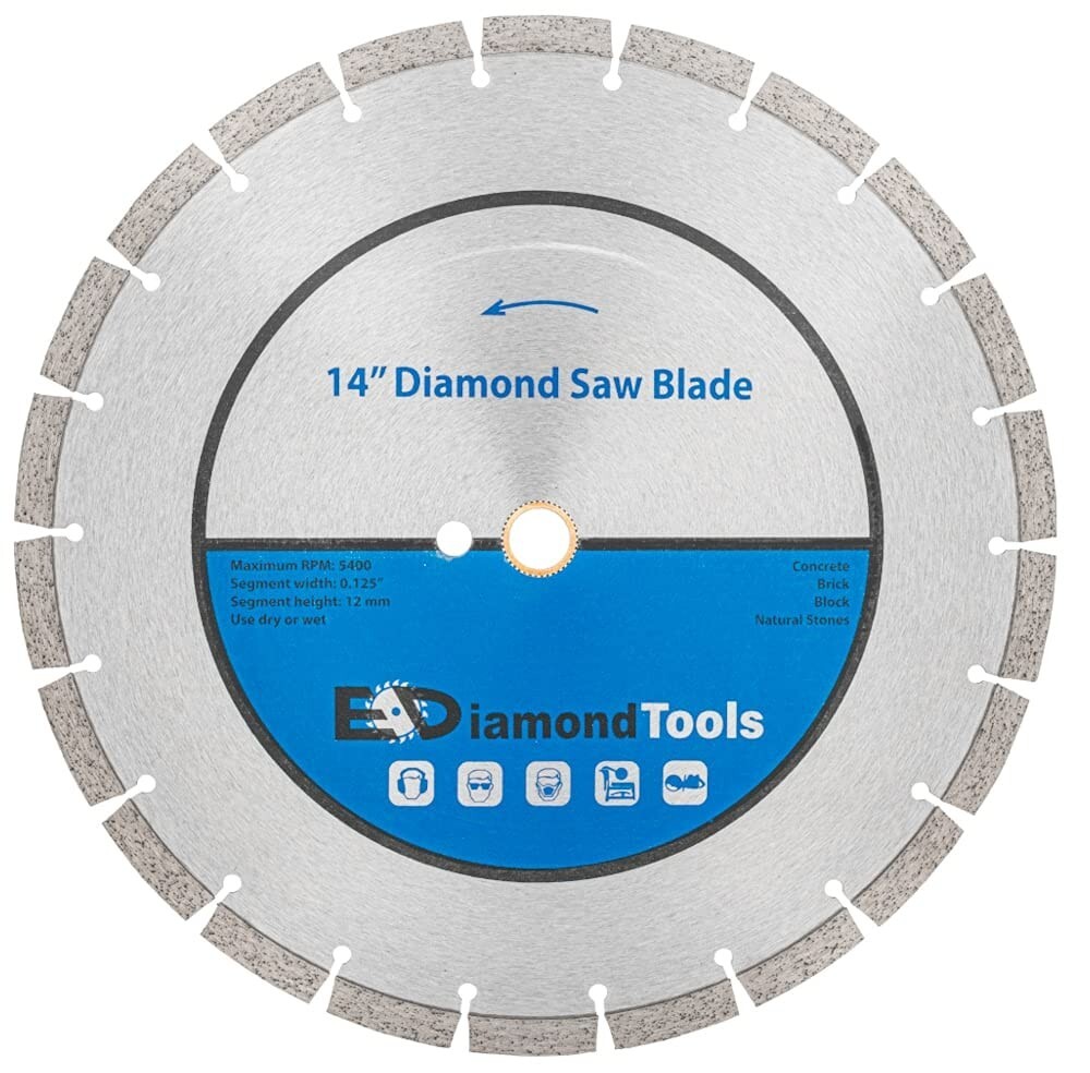 14" Diamond Saw Blade for Concrete Brick Block Masonry 12 mm Seg 1" Arbor