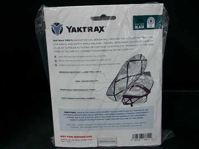 Yaktrax Pro Ice/Snow Boot/Shoe Traction Device Slip-On Grips - Black - Medium