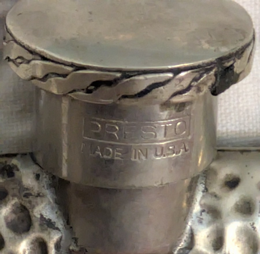 Vintage Presto Flask Hand Hammered Silver Plate with Diamond area for monogram