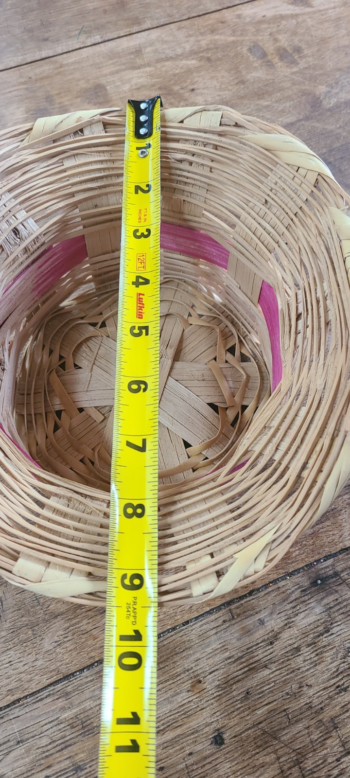 Vintage Woven Easter Basket Pink Green Handle Mexico 70s Traditional 9 X 11