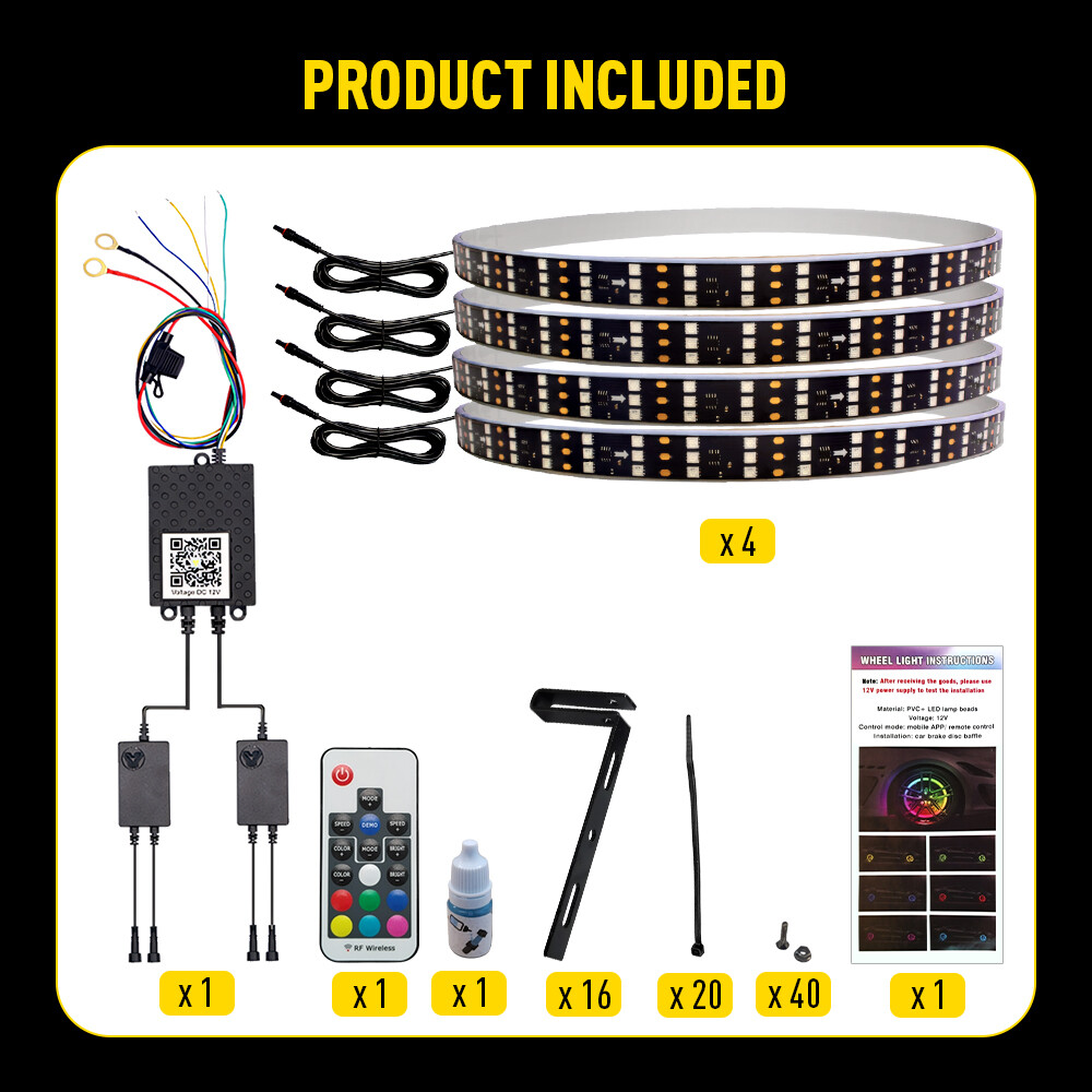 4x 17.5" Brightest QUAD ROW Multi-color RGB LED Car Truck Wheel Rings Rim Lights