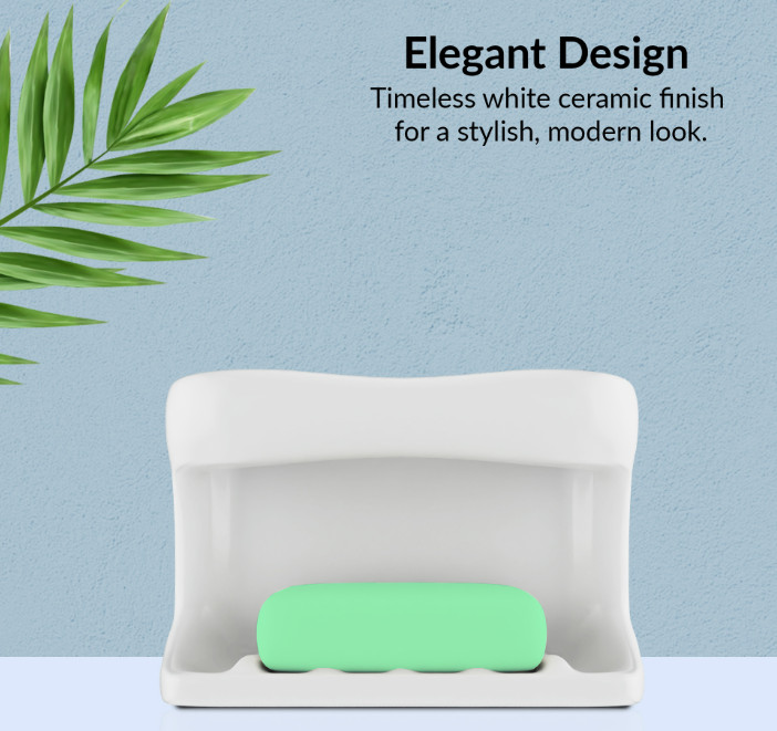 Lenape 4-1/4 in. x 6-1/4 in. White Ceramic Soap Dish and Cloth Holder - NEW