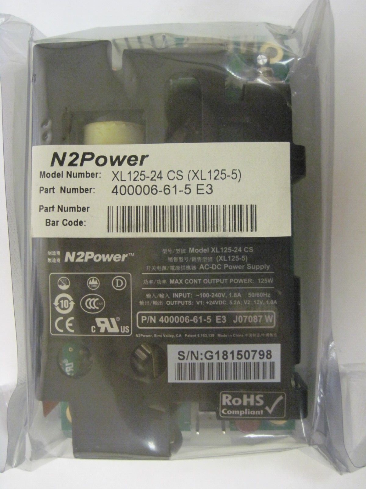 Model Number # XL125-24 CS N2Power Power Supply Direct Replacement