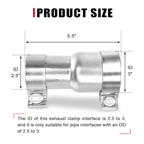 2.5 to 3 Inch Exhaust Adapter, 2.5" ID to 3" ID Exhaust 2.5" - 3" (2pcs)