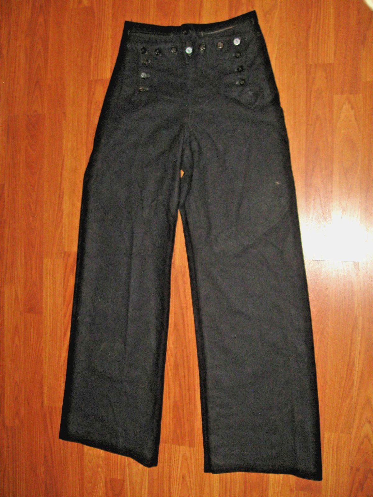 Vintage US Navy Naval Clothing Factory Wool Sailor Pants Mens 30 Wide Leg
