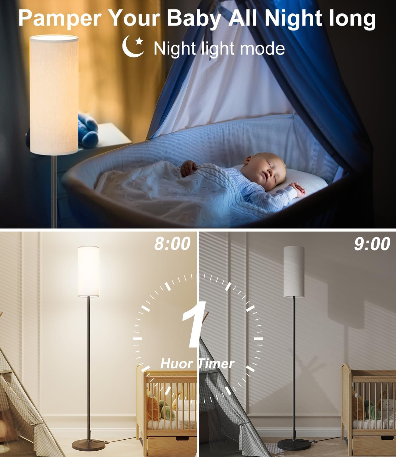 LED Floor Lamp for Living Room, Dimmable Standing Lamps with Foot Switch,Remote