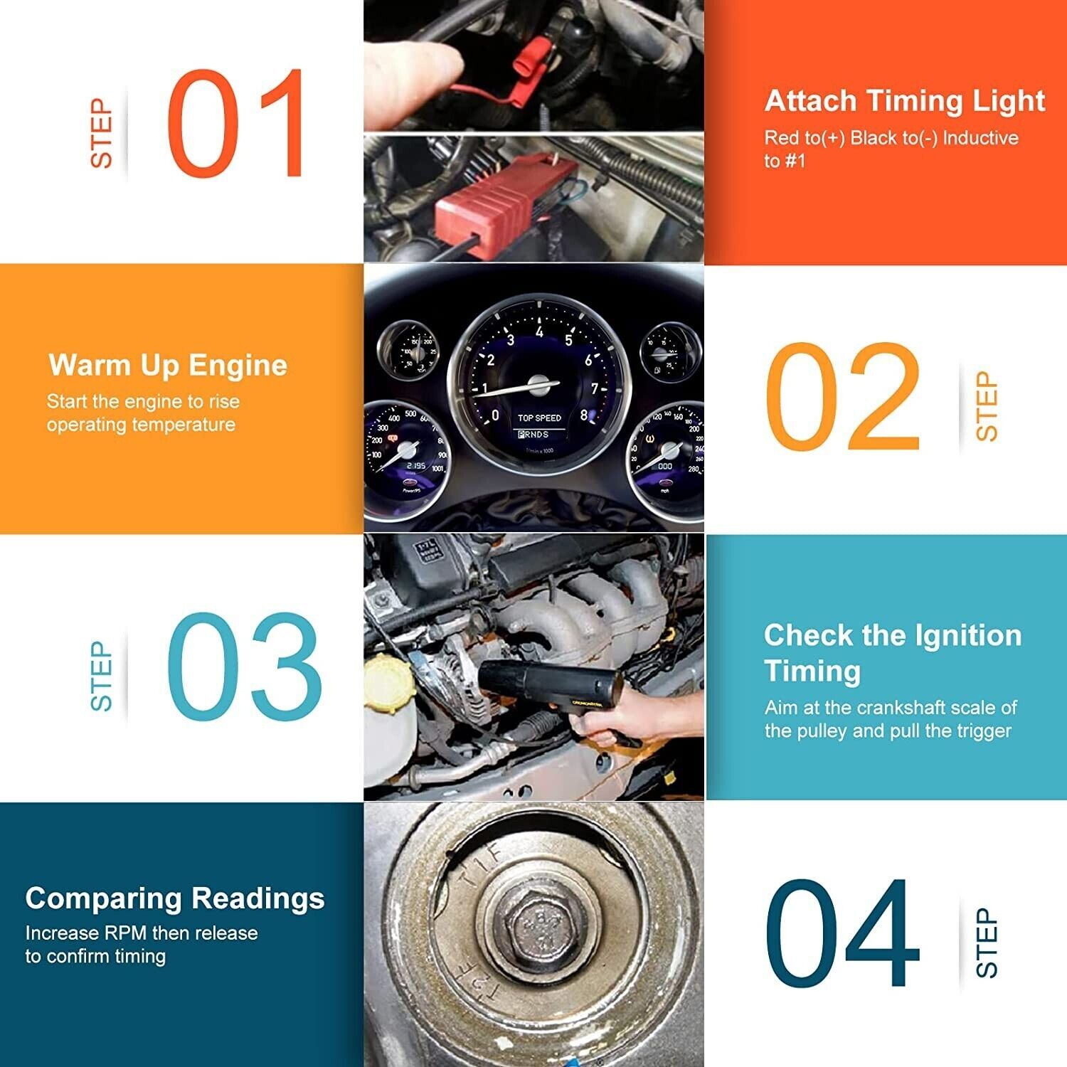 Petrol Engine Ignition Timing Gun Detector Xenon Light Inductive Strobe Test Kit