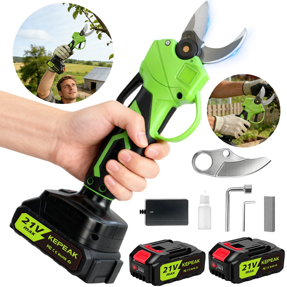 Electric Pruning Shears Cordless Pruner Brushless Branch Cutter & 2 Batteries