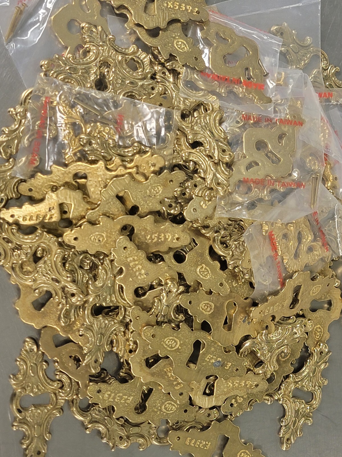 NOS Ornate Heavy DUTY Brass 2-1/4" Victorian Style Keyhole Escutcheon