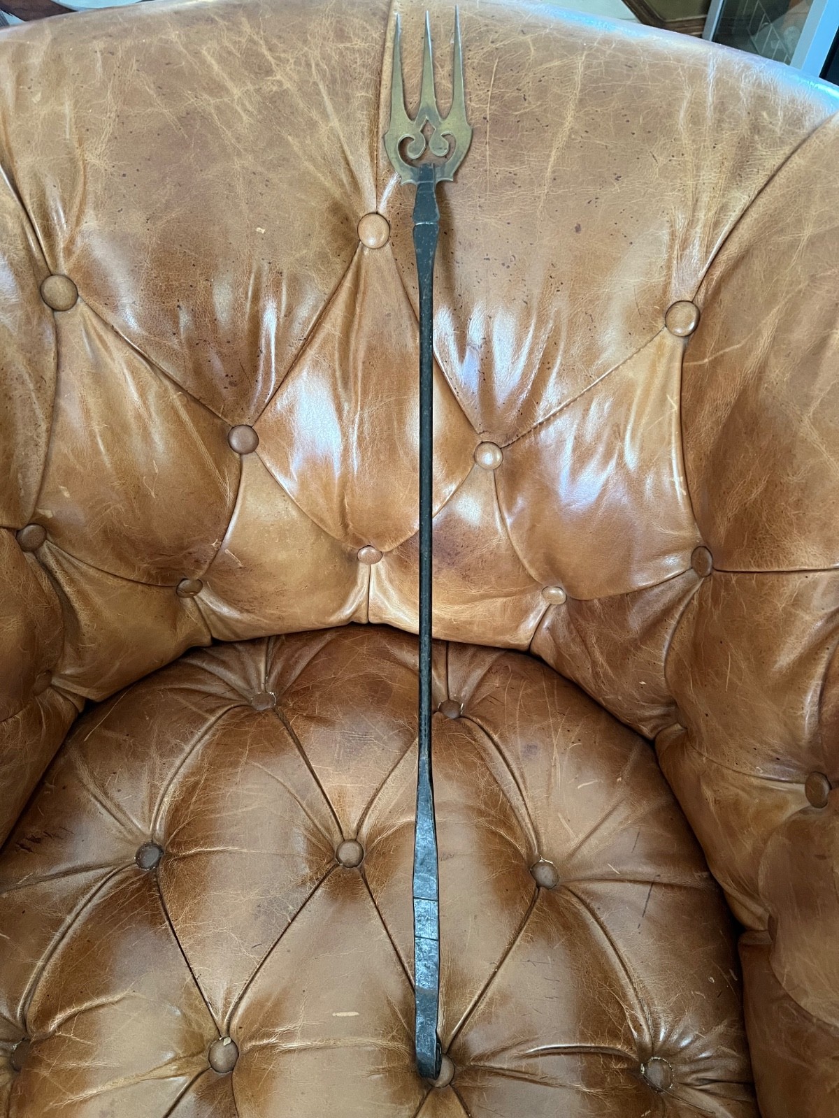 handmade brass firepoker vintage