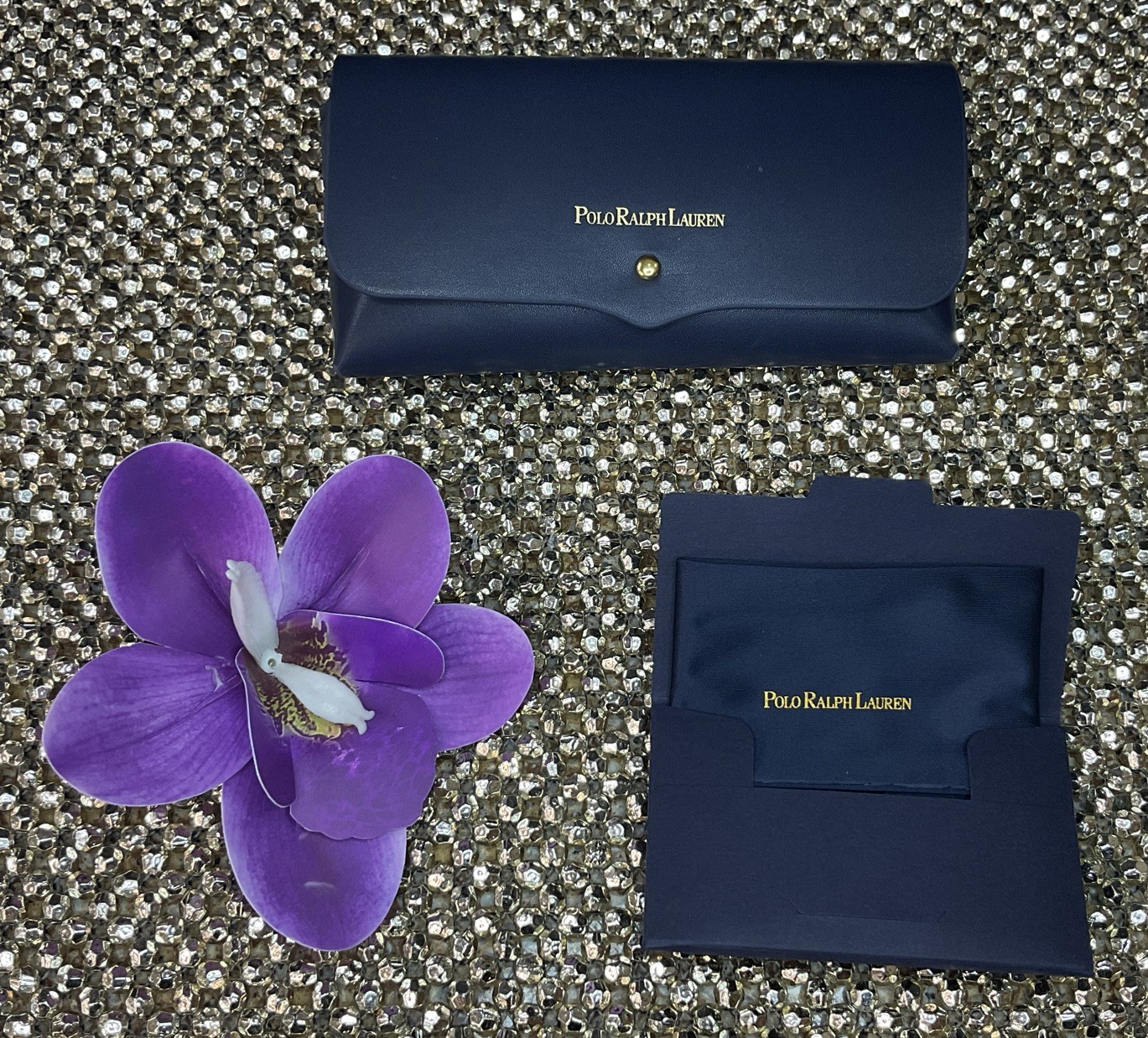 Ralph Lauren Semi-Hard Shell Eye-Sunglasses Case w/Cleaning Cloth/Navy Blue