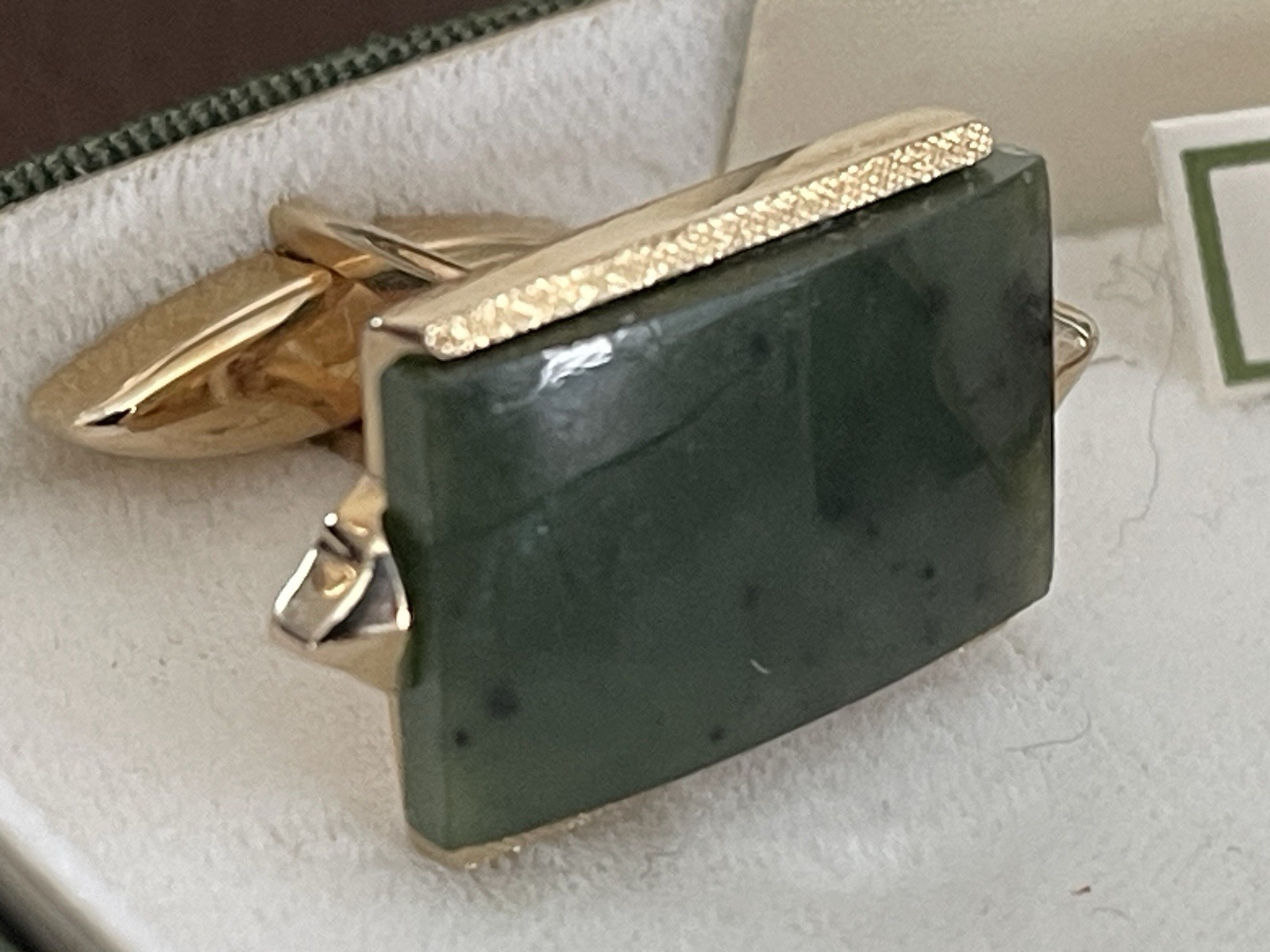 Swank Jade Dynasty Cuff Links Tie Bar Set Jade Cabochons With Original Box