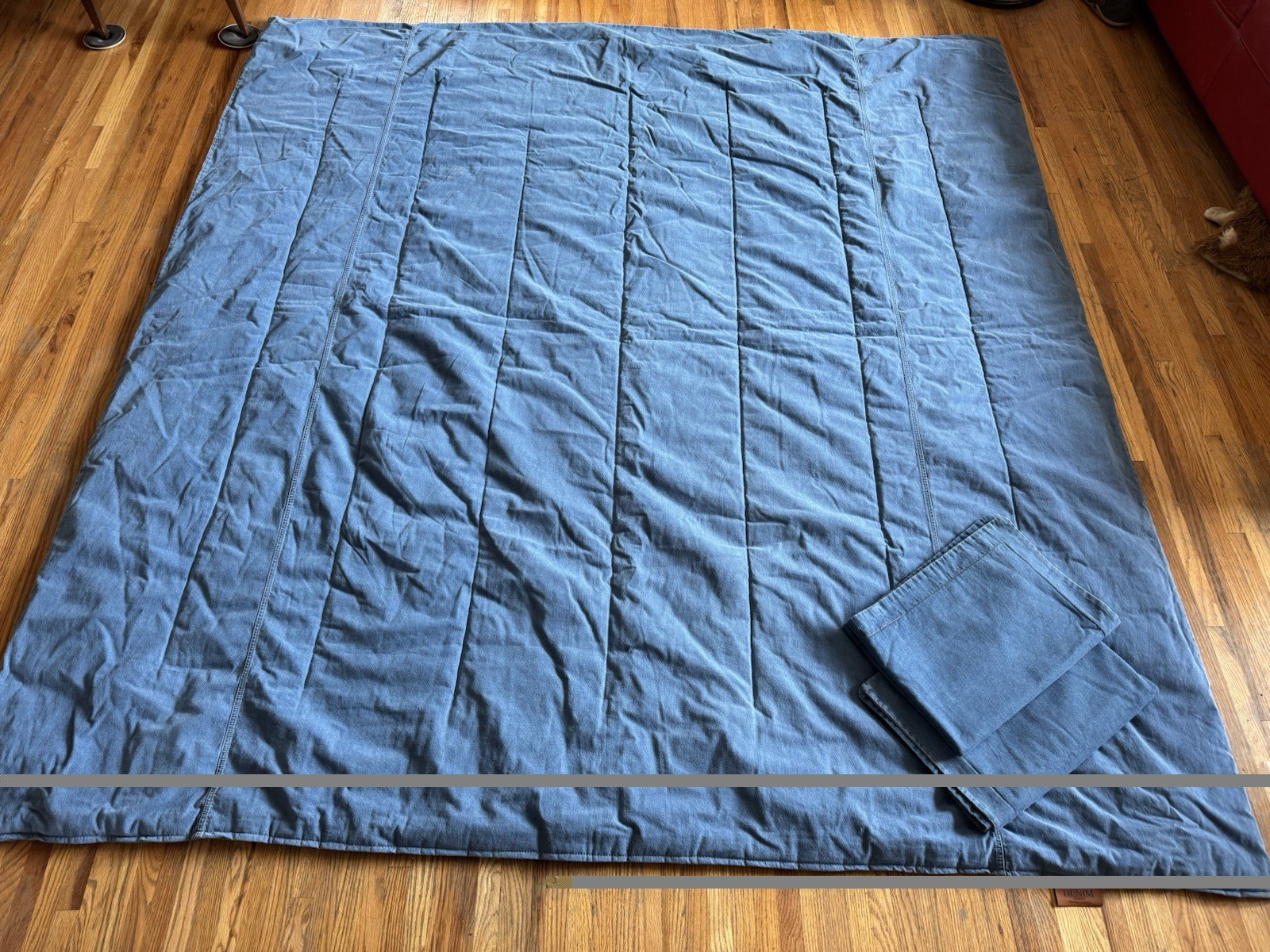 Vintage Full/Queen Size HEAVY Comforter Blue Denim Jean COTTON 84x96 USA! 1990’s