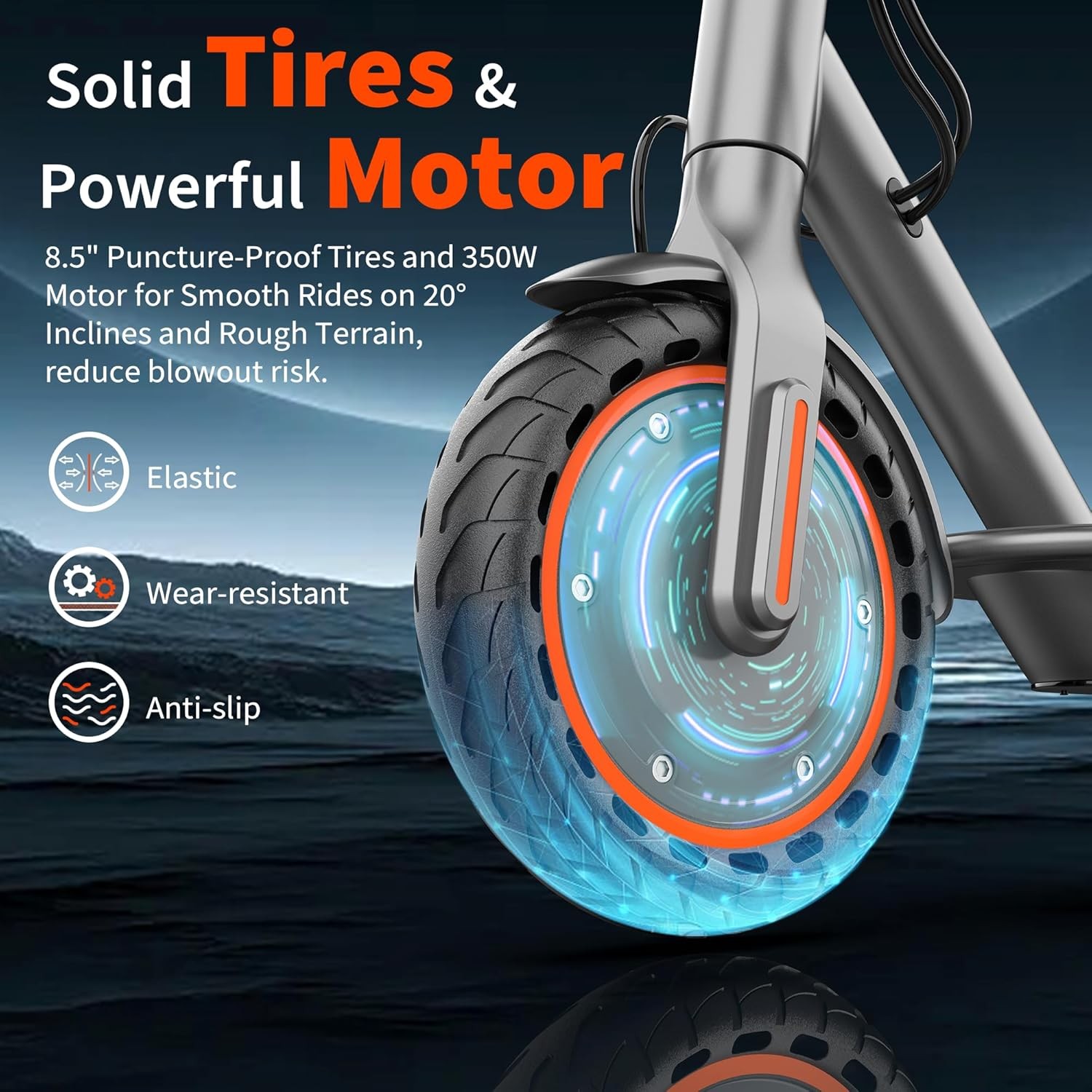 Sigravy electric adult scooter 350W 19MPH E Scooter with app 8.5" Solid Tires