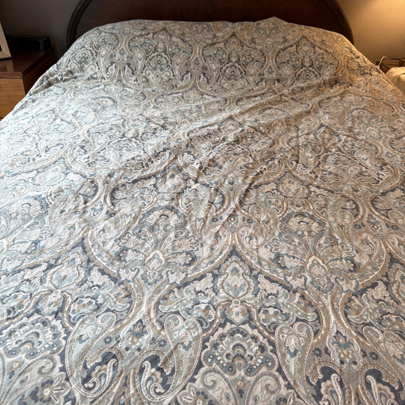 POTTERY BARN McKENNA Blue Gray Paisley Full Queen Duvet Cover