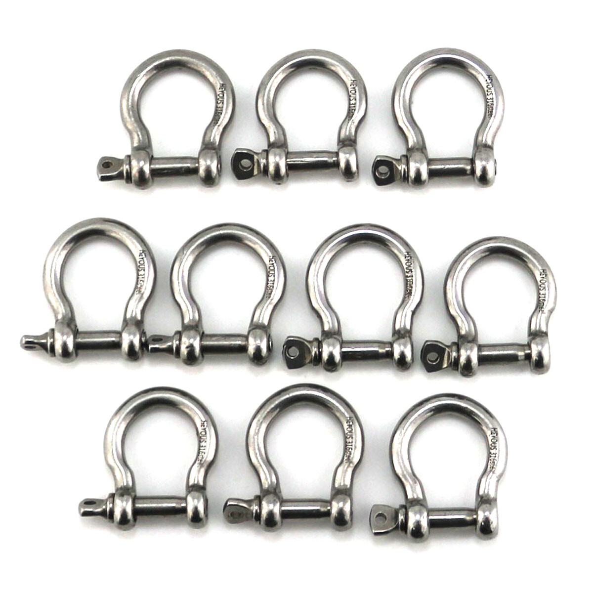 10 Pack 1/5" Stainless Steel Mini Shackle D Rings, New