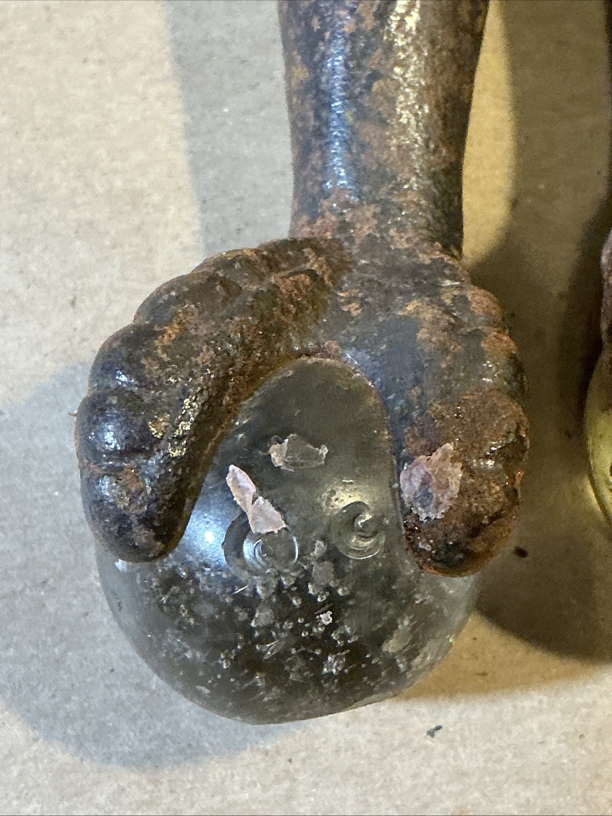 Set Of 4 Antique Cast Iron Glass Ball Table Feet Claw Feet As Is INV-AD60