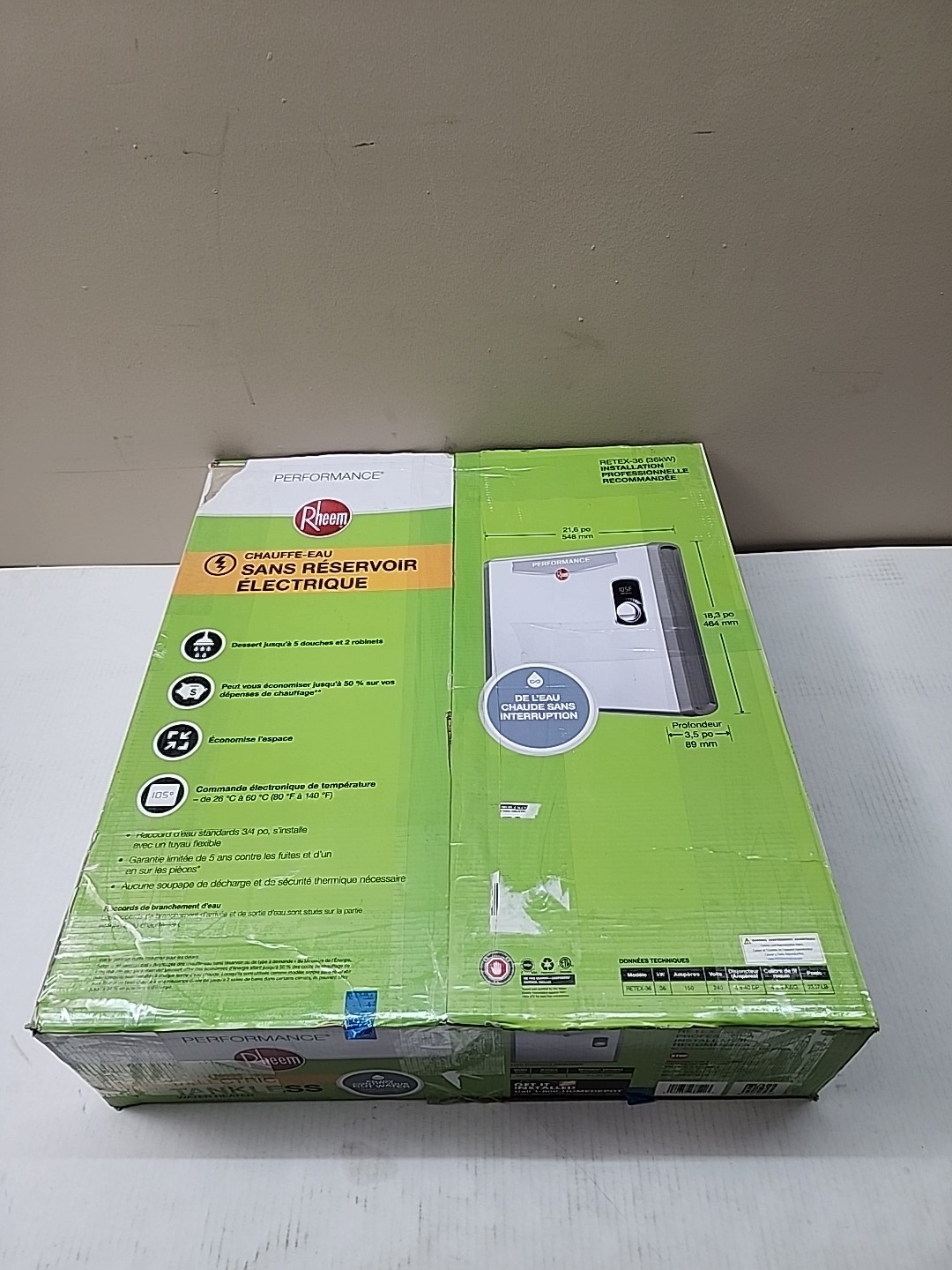 Rheem Performance 36 kW 240V Self-Modulating Electric Tankless Water Heater