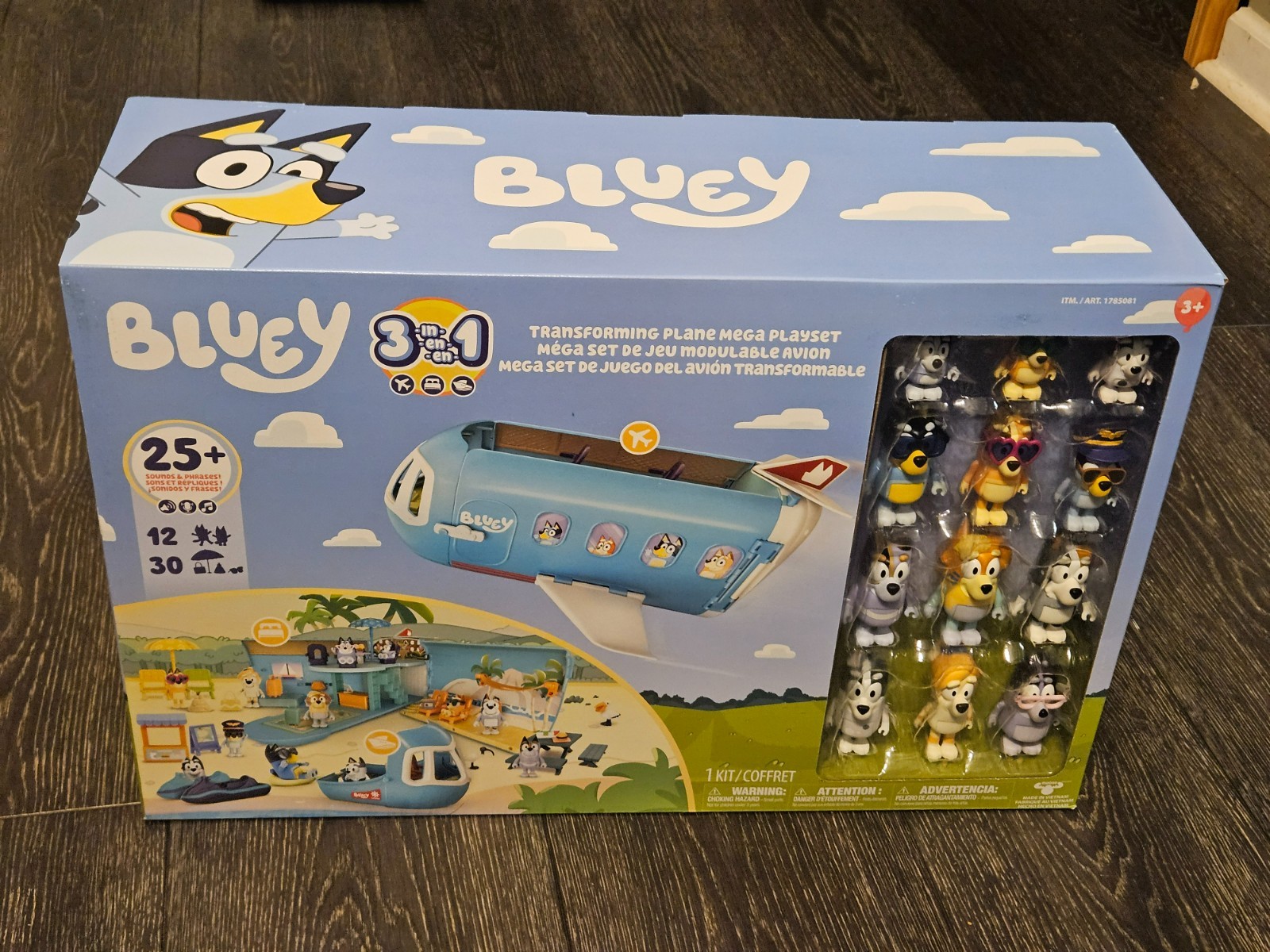 Bluey 3-IN-1 Transforming Airplane Plane Mega Playset Mini Figures 42 Pieces