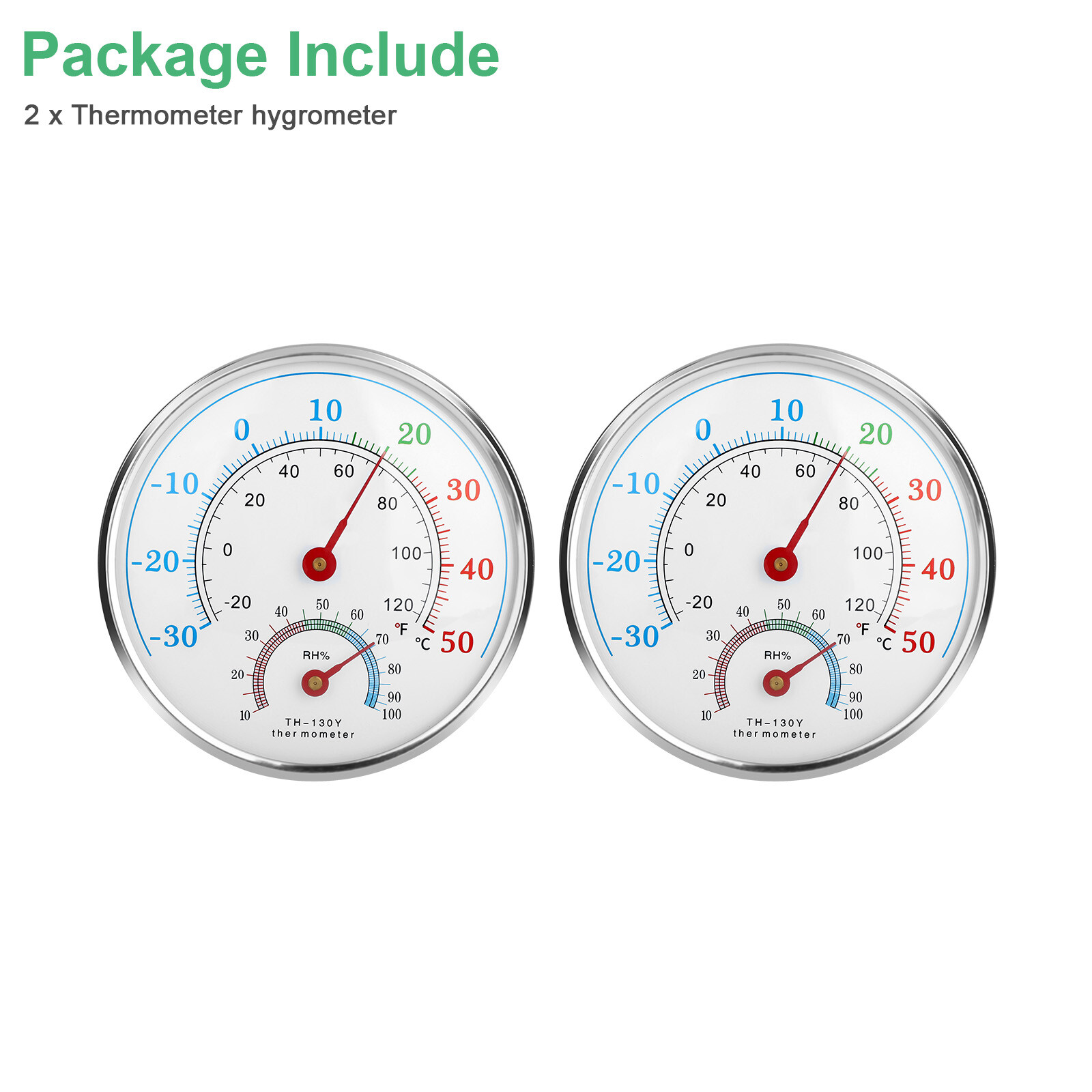 2Pcs Wall Thermometer Indoor Outdoor Mount Garden Greenhouse Home Humidity Meter