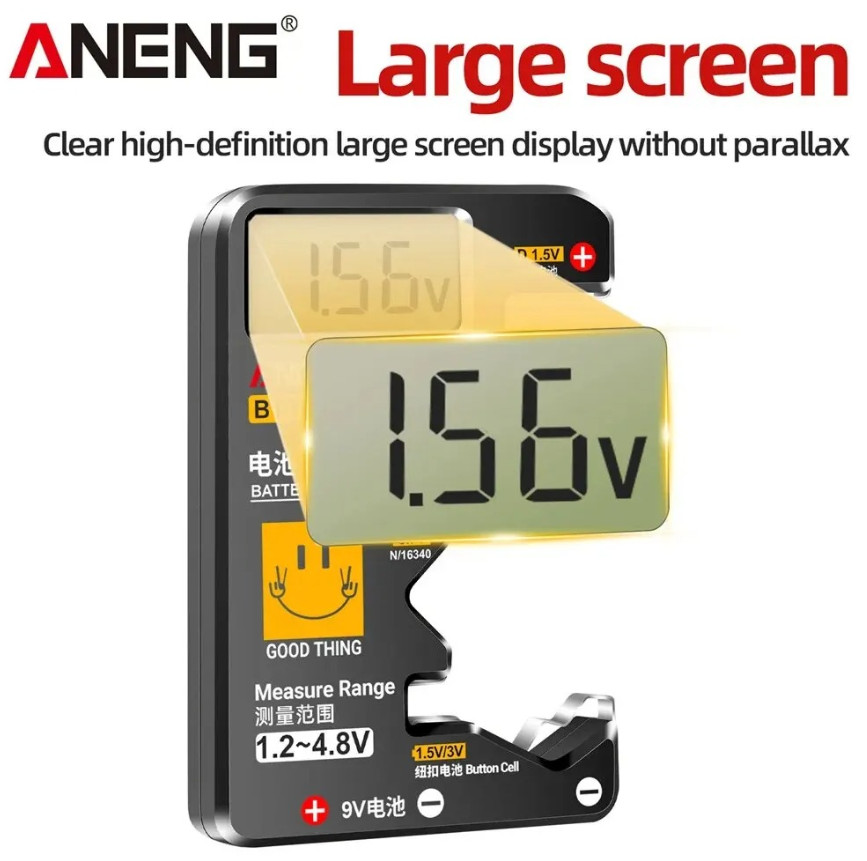 1pc ANENG BT189 Universal Battery Tester LCD Display for AA AAA 9V Button Cells