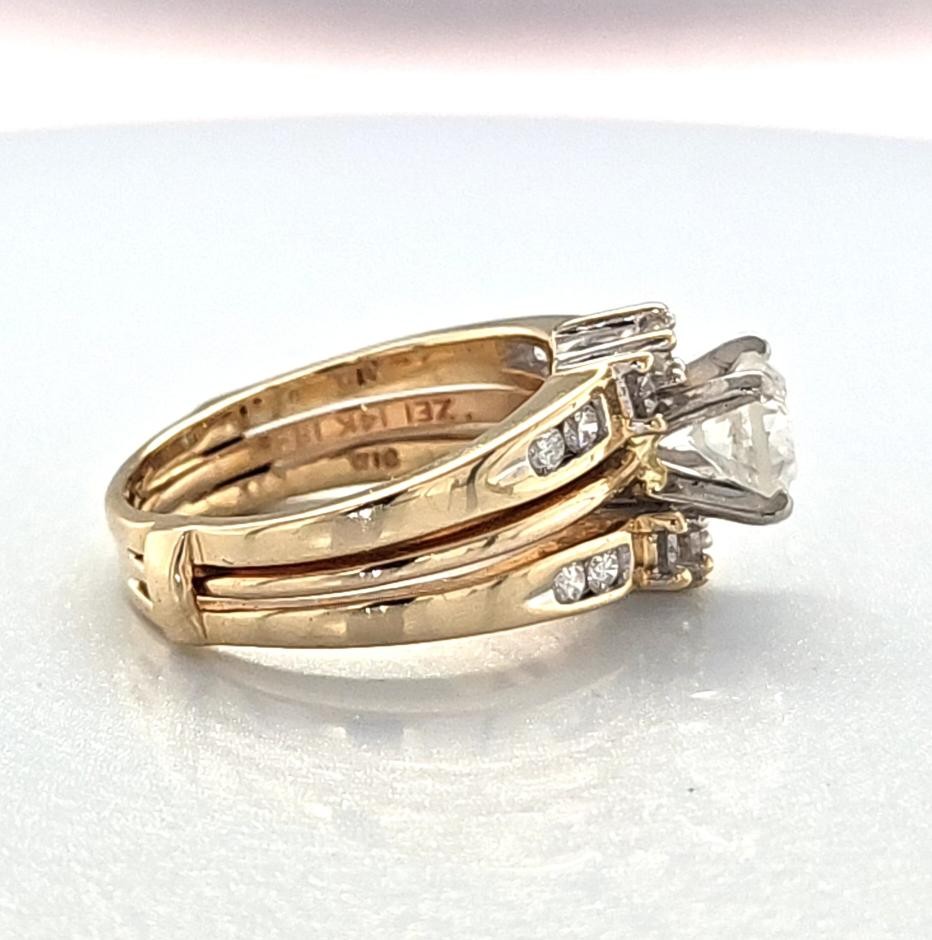 14K Yellow Gold Ladies 1.04CT Center Diamond Wedding Ring Set 7.3G S (MAC000216)