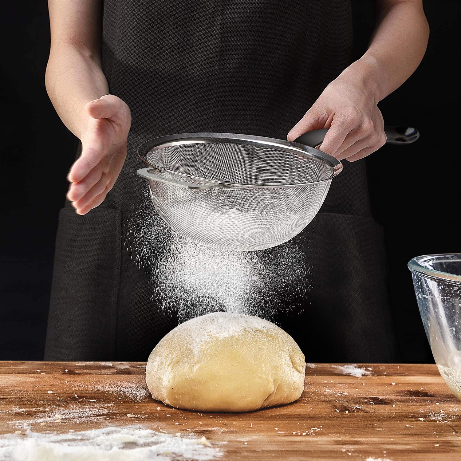 9" Large Mesh Strainer, Stainless Steel 18/8 Extra Fine Quinoa Sieve, with So...