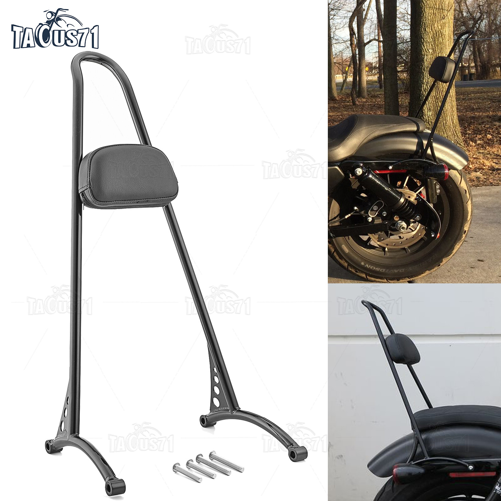 23" Tall Passenger Backrest Sissy Bar For Harley Sportster Iron XL 883 1200 04+
