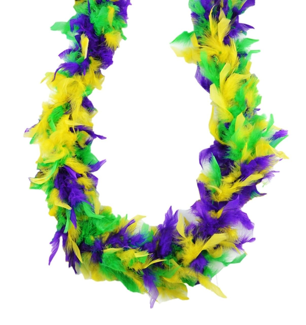 Purple Green Yellow Mardi Gras Colors 45 Gm 6 ft Chandelle Feather Boa