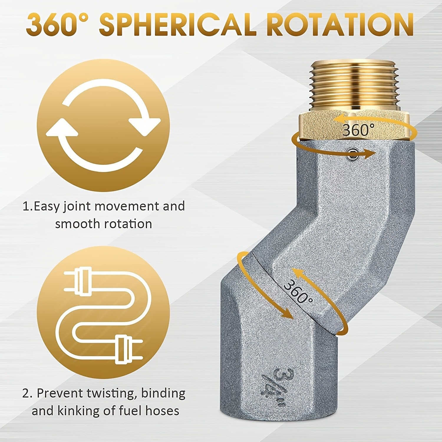 3/4 Inch NPT Fuel Swivel Joint: 360° Rotate, Prevent Hose Kinking