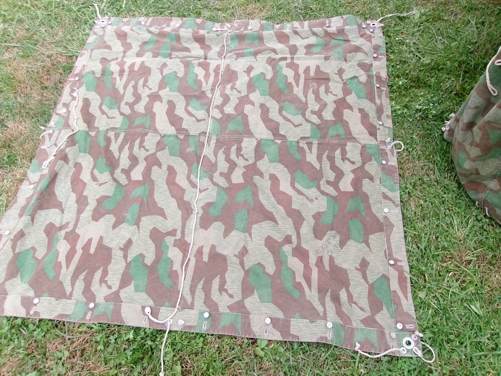 WW2 Swiss M31 Splittertarnmuster Tent - 2 Halves, Poles and Stakes