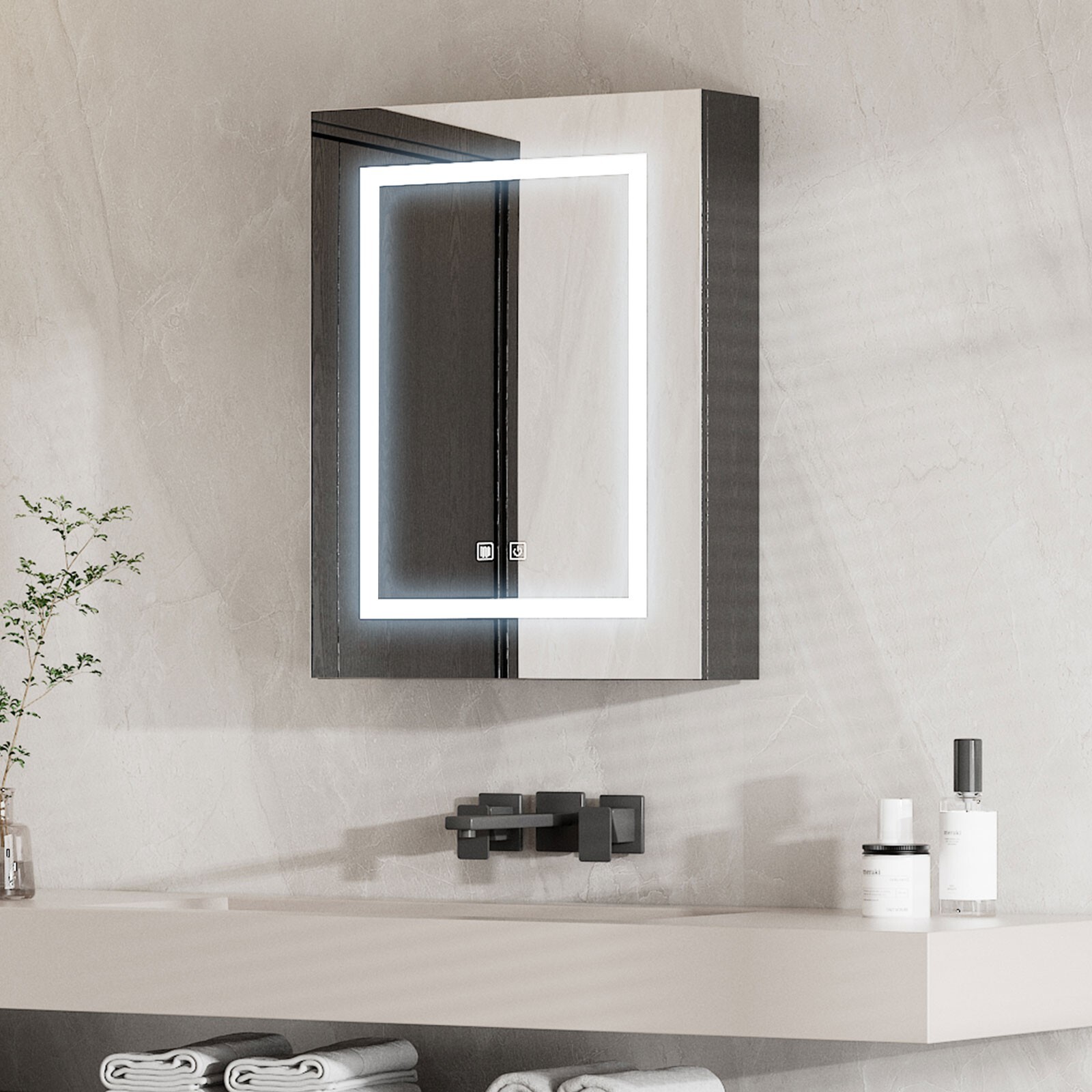 24" x 30" LED Bathroom Medicine Cabinet w/ Lighted Mirror Anti-Fog Touch Sensor