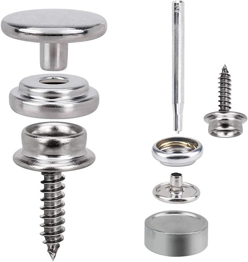 300Pcs Snap Fastener Boat Canvas Marine Screw Press Stud Cover Button Tool Kit