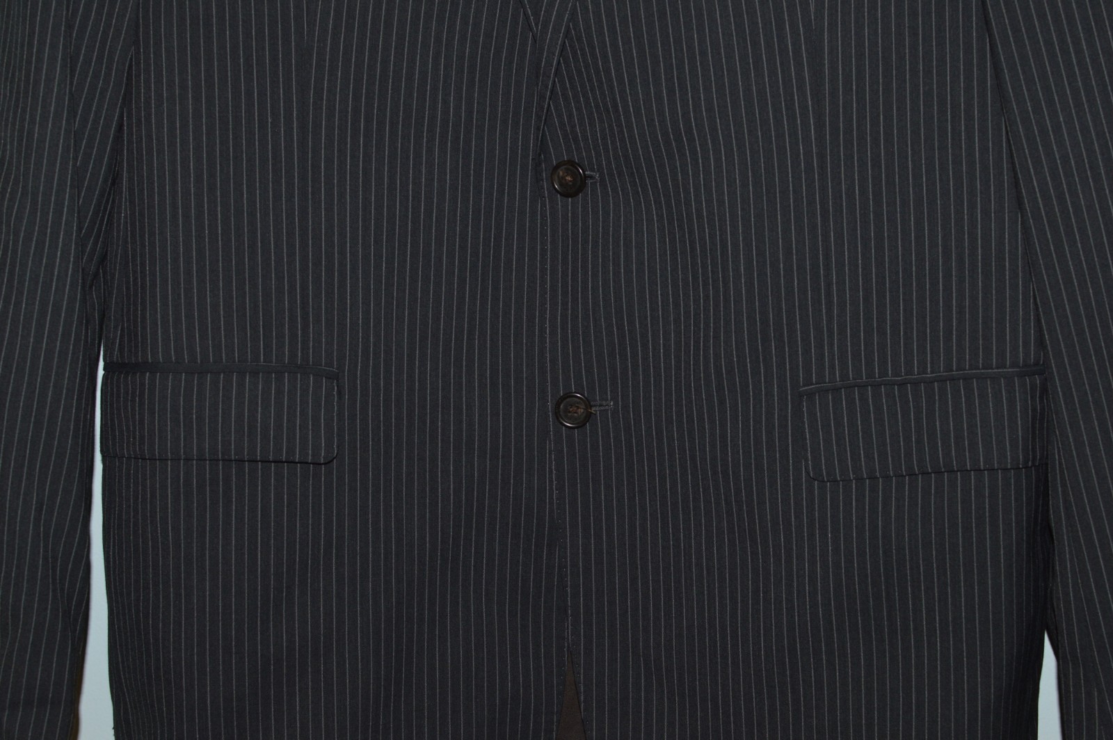 (2Pc Suit 46L 46 Long L) LAUREN RALPH LAUREN black Striped Slim Fit Suit 38x31