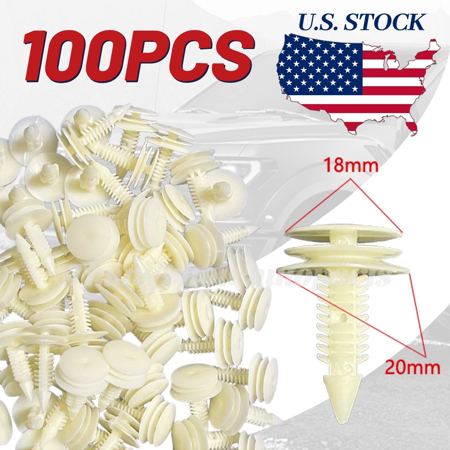 100Pcs Front Door Trim Panel Retainer Car Fasteners Clips For GM GMC Chevy Buick