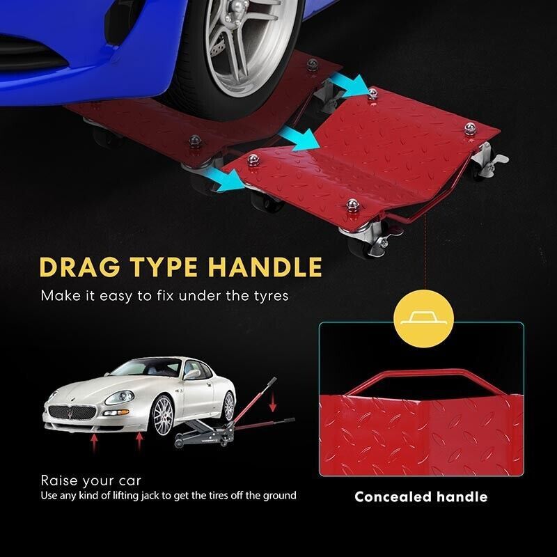 2/4pcs Car Dolly Wheel Heavy Duty Skate Auto Repair Dolly Slide 6000lbs Load