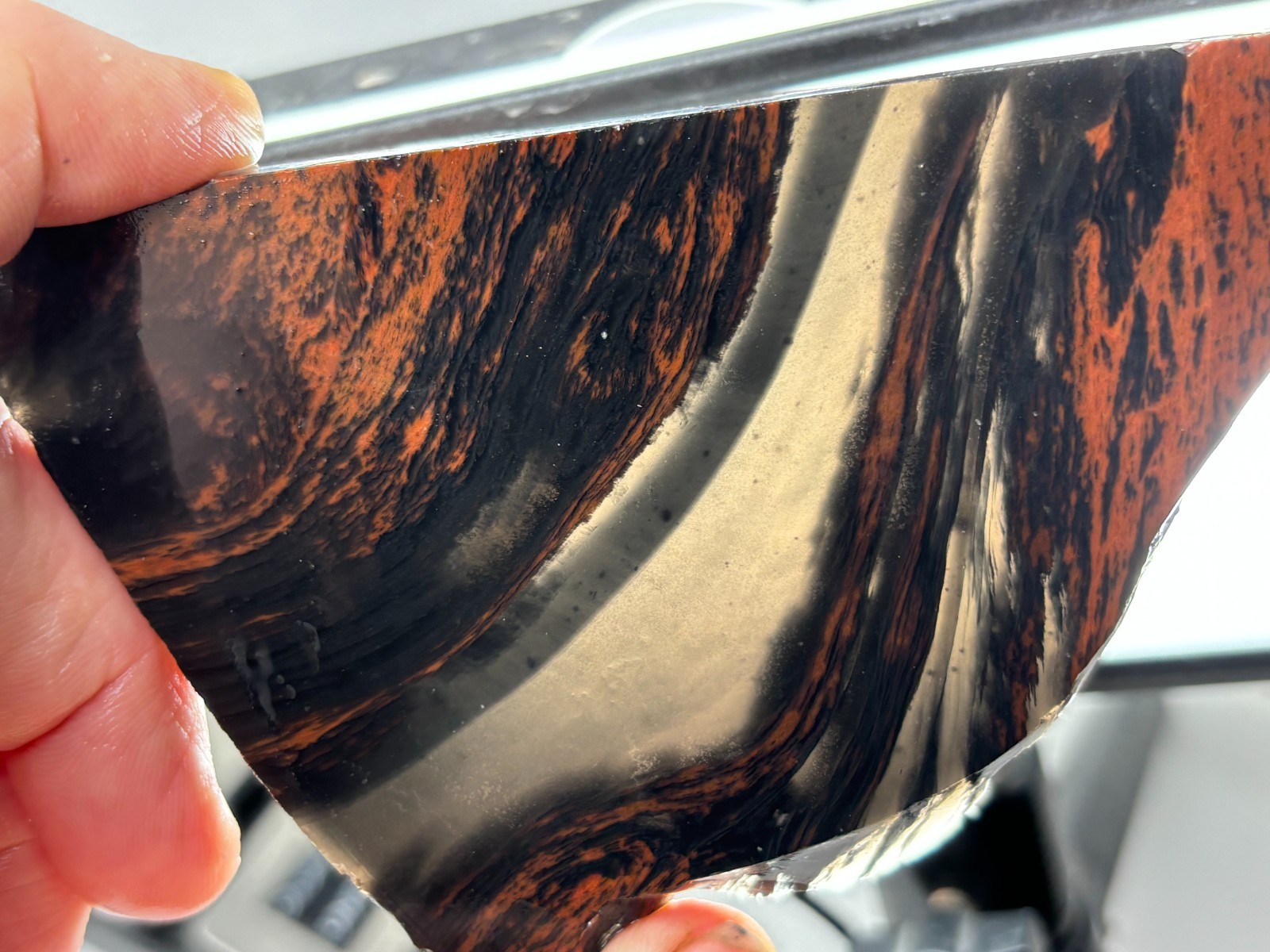 Tri-flow Sheen/Lace Obsidian Slab Lapidary Cabbing Knapping Combo ship avail