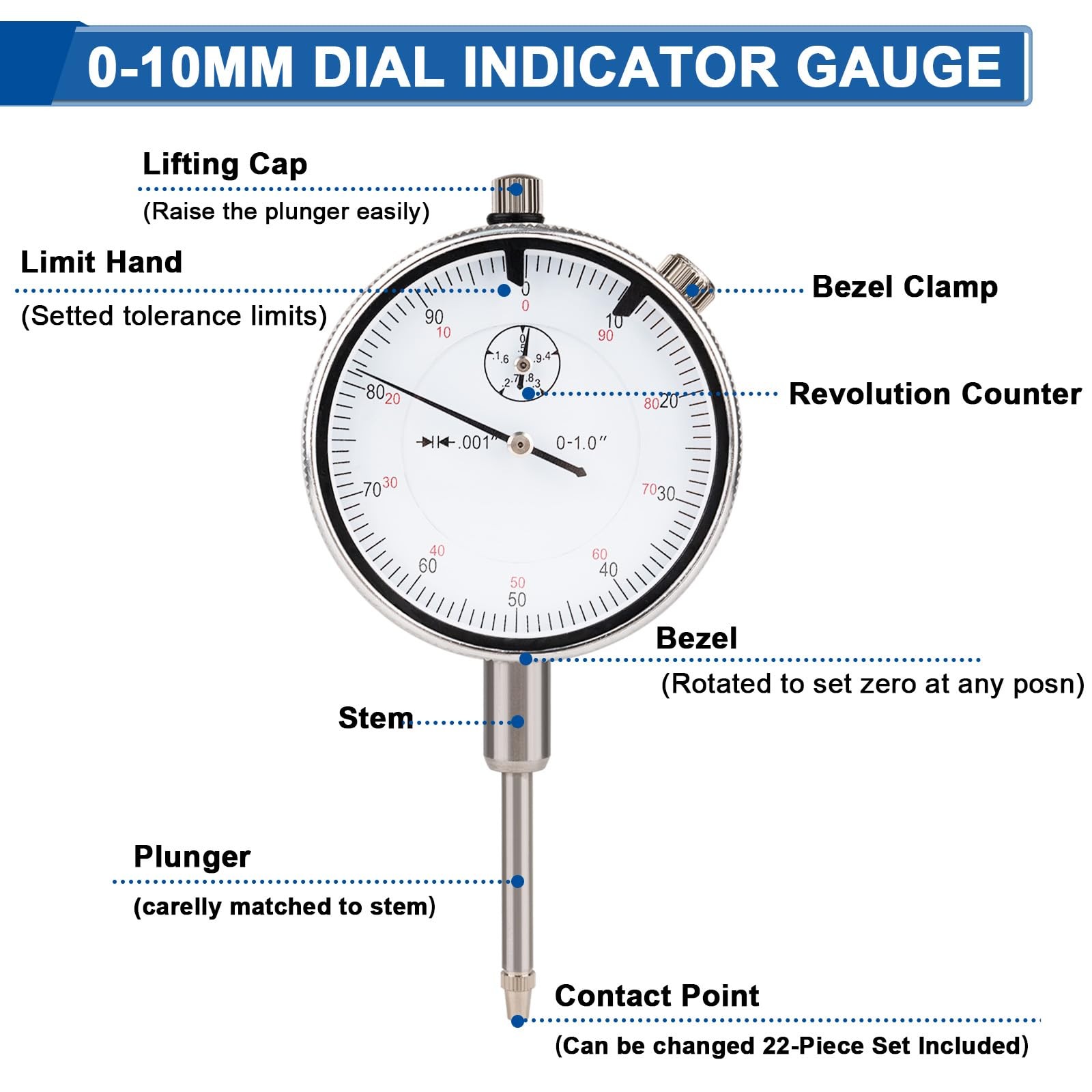 Reloj Comparador Base Magnética Precisión 0.001 Calibra Motores Torno Alineación