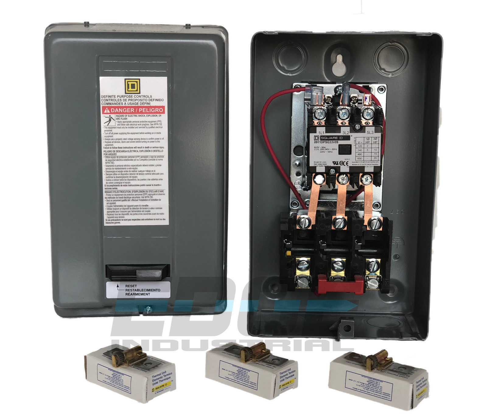 SQUARE D ELECTRIC MAGNETIC MOTOR STARTER CONTROL 10HP 3PH 230V 8911DPSG33V09