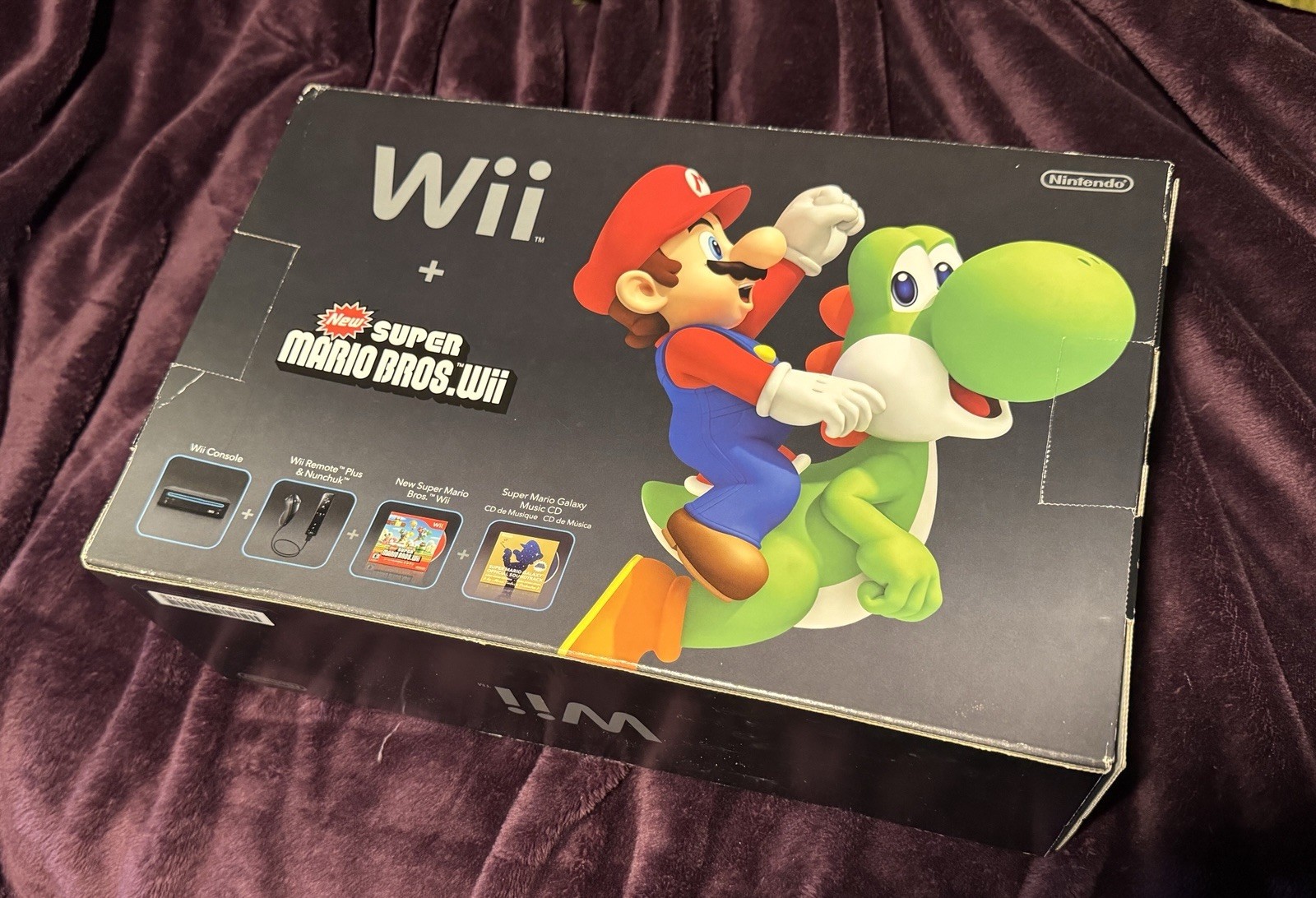 Nintendo Wii Black Console Box Only Super Mario Bros