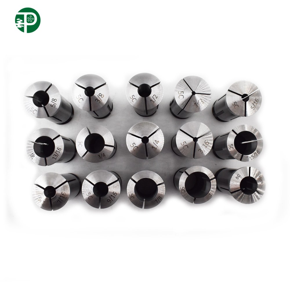 15 Pcs 5C Round Collet Set Fractional 1/8" to 1" High Precision Lathe
