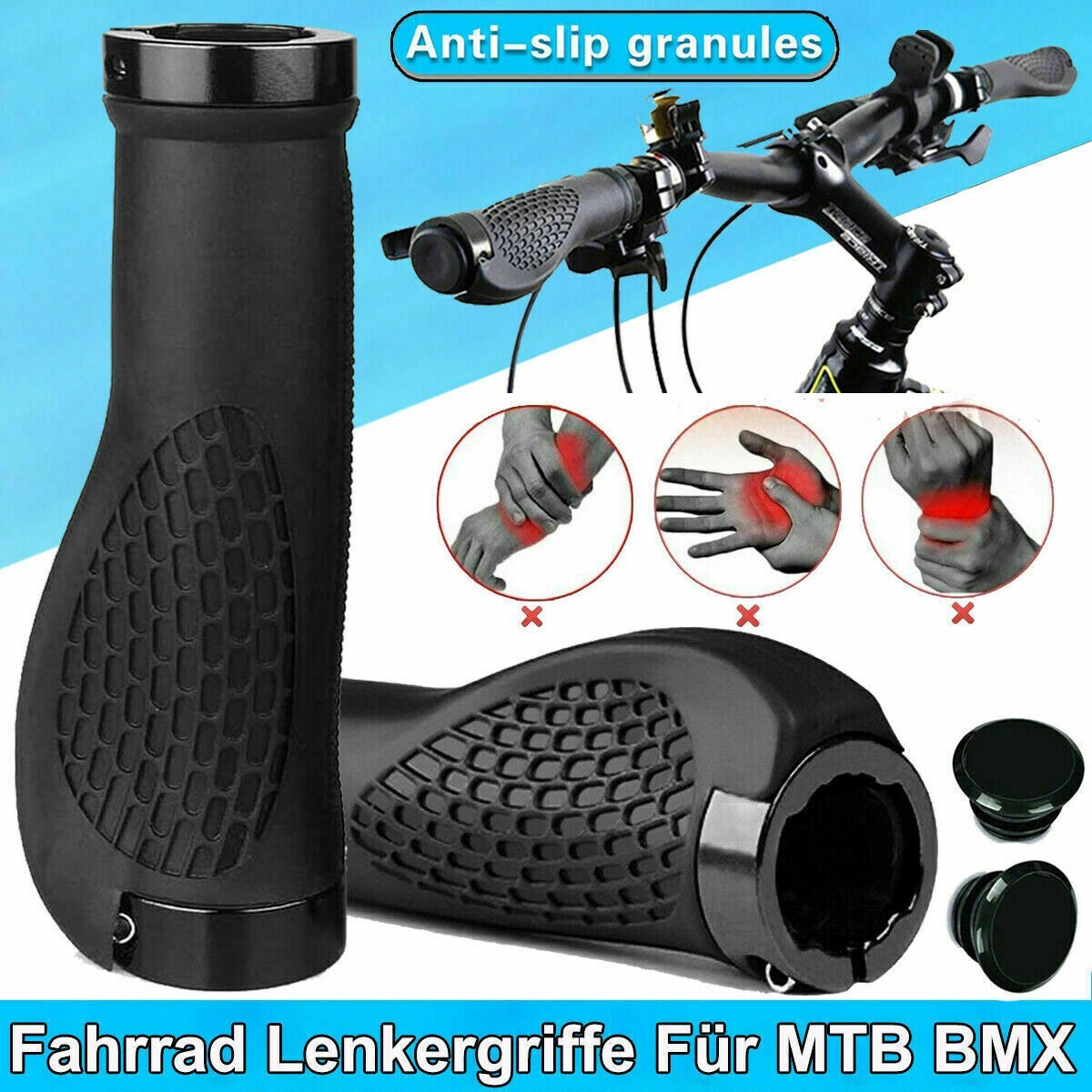 A Pair Handlebar Grips Ergonomic Bicycle Handle Grip ForE-Bike rubber Anti-slip