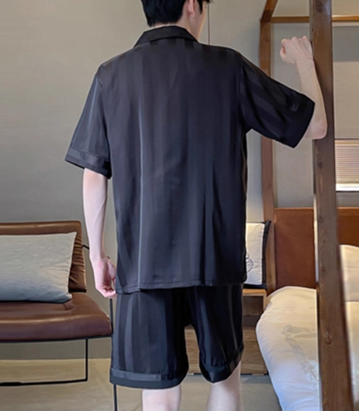 FREE SHIP USA SUMMER Men SATIN SILK Pajamas Short Sleeve Shorts Lounge Pants