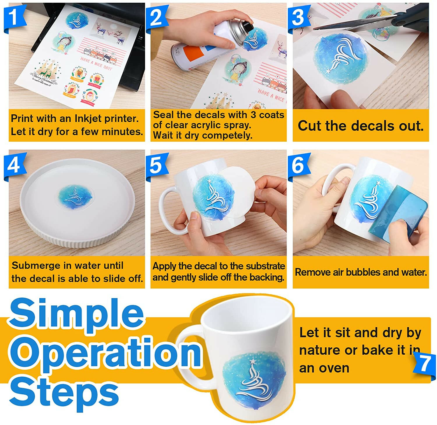 Koala Waterslide Decal Paper Inkjet CLEAR 20 Sheets 8.5x11 Water Slide Transfer