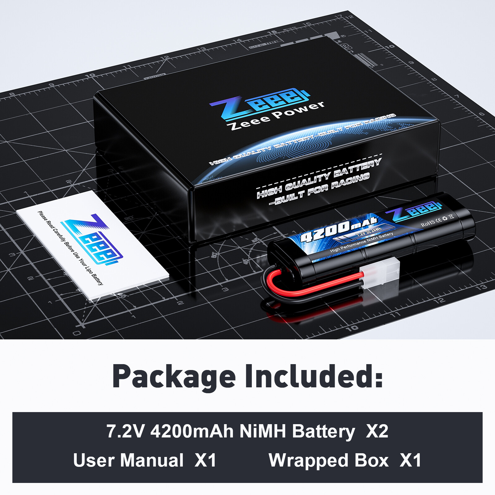 2xZeee 7.2V 4200mAh NiMH Battery Tamiya Connector for RC Kyosho Tamiya Car Truck