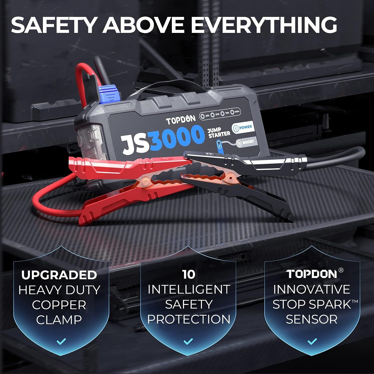 2026 TOPDON Portable 3000A Battery Booster Pack Charger Power Jump Starter Box