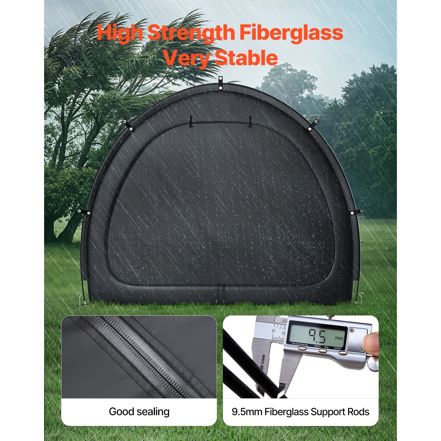 Outdoor Bike Storage Tent Fan-Shaped Waterproof Bike Shed for 1-2/4-5/5+ Bikes