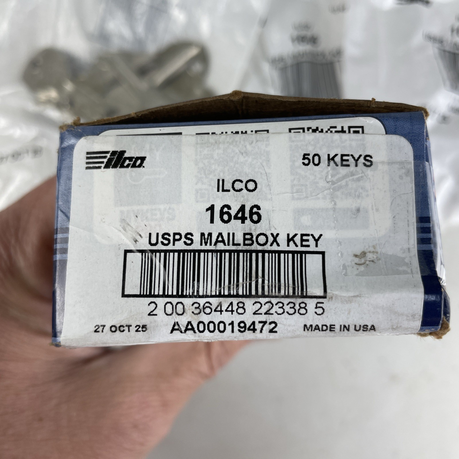 50 Key Blanks – Ilco USA 1646 Key Blanks Usps Mailbox Keys. NEW in Box