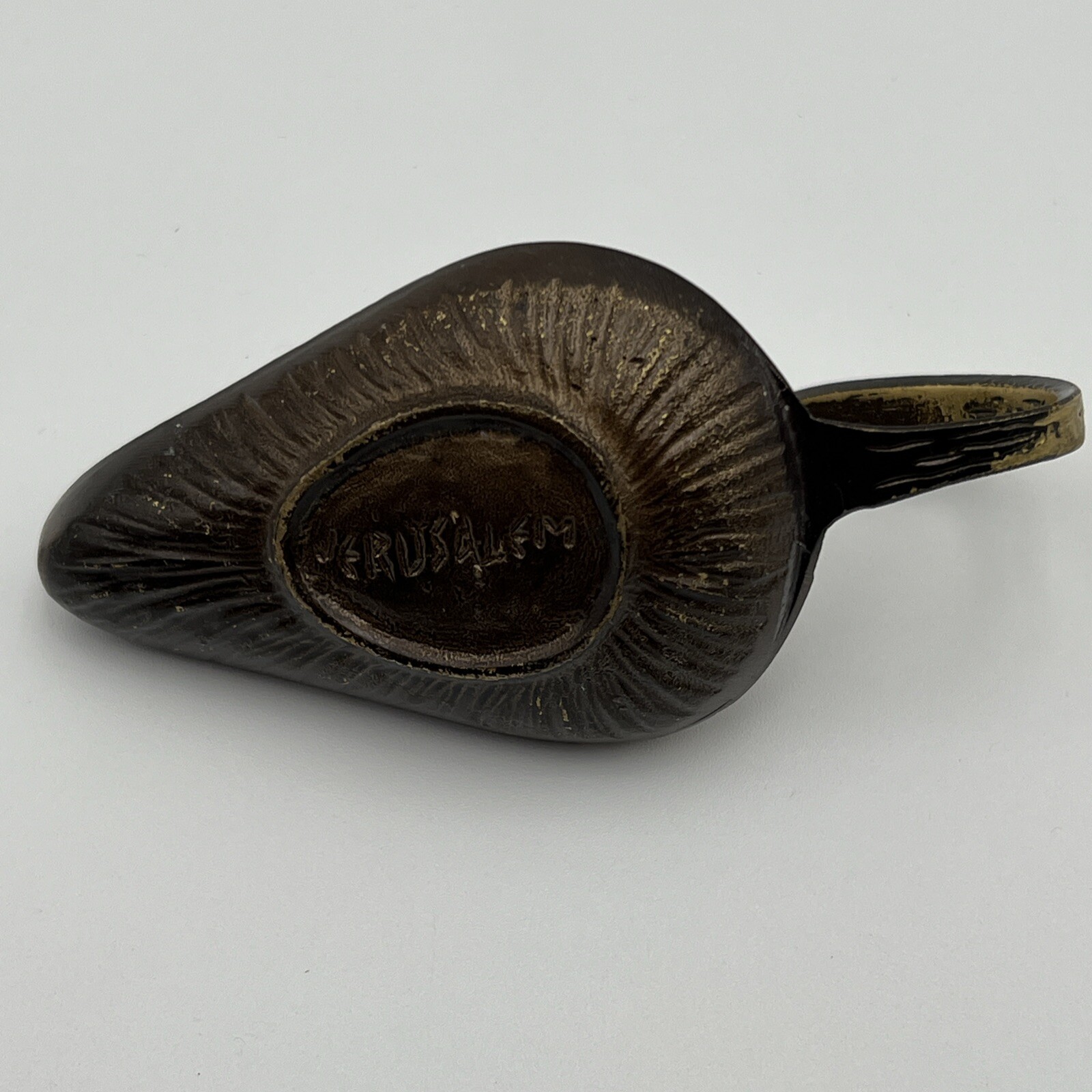 Vtg Brass Etched Incense Burner Holder Jerusalem Metal Decor Ornate